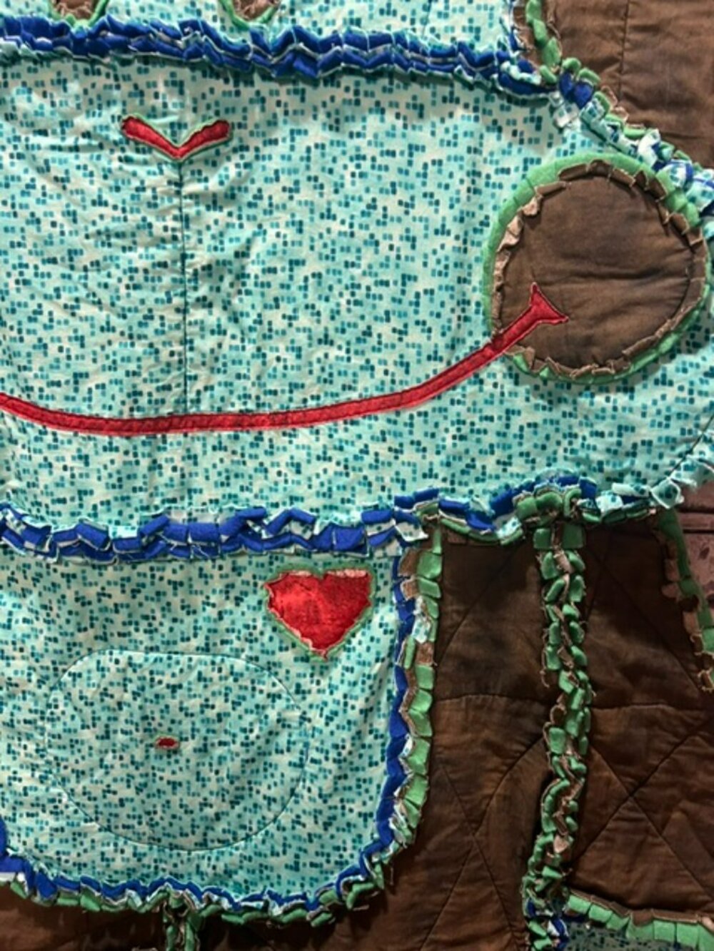 Blue & Green Large Monkey Rag Quilt - Picture 4 of 9